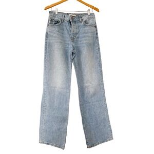 Zara Light Blue Wash Button Fly Hi-Rise Wide Leg 100%‎ Cotton Denim Jeans